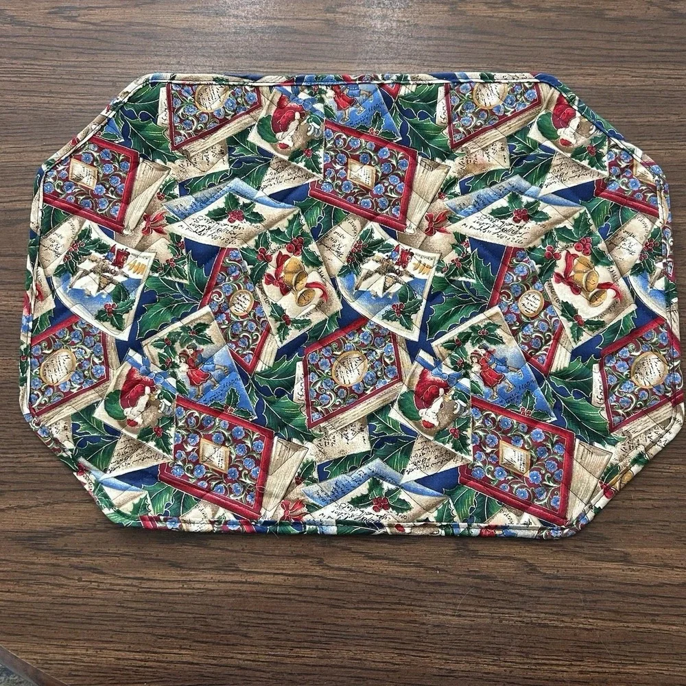 Vintage Handmade 80's-90's‎ Handmade Quilted Christmas Placemats, Set Of 4